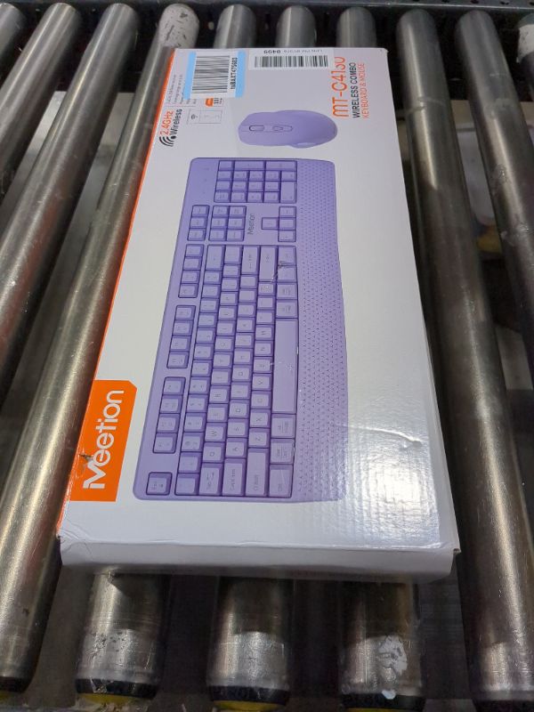 Photo 2 of MEETION Wireless Keyboard and Mouse, Computer Keyboard Mouse, 3 DPI Adjustable USB A and USB C Adapter Full-Sized Cordless Keyboard and Mouse, Wrist Rest for PC/Computer/Laptop/Windows/Mac, Purple