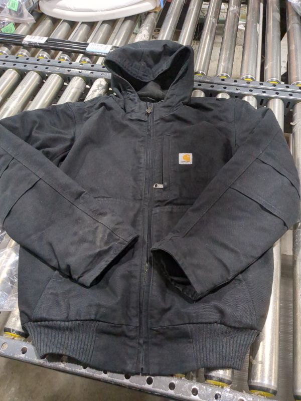 Photo 2 of Carhartt Men's Big & Tall Full Swing Loose Fit Washed Duck Fleece-Lined Active Jacket Small Black