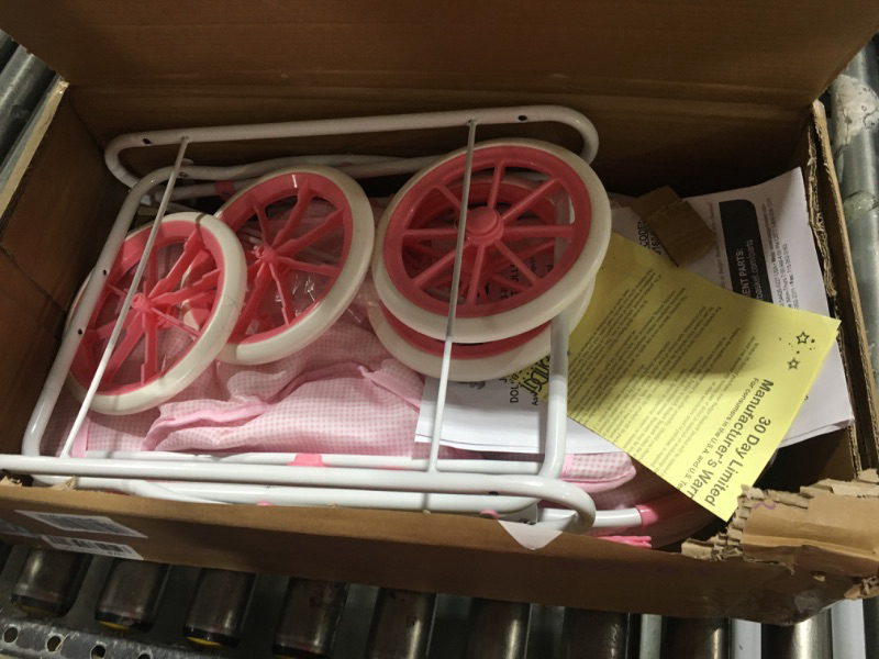 Photo 2 of Badger Basket 3-in-1 Doll Pram, Carrier, and Stroller (fits 18 inch Dolls), Pink Gingham