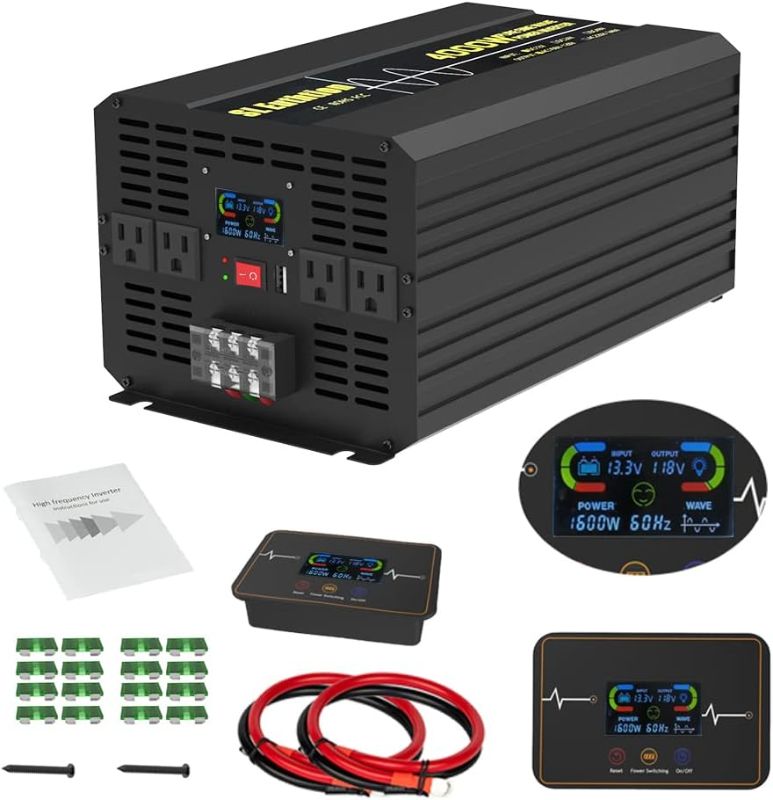 Photo 1 of 4000W Pure Sine Wave Power Inverter 12V DC to 120V AC 60HZ with LCD Display, USB Port, Wireless Remote Control?10M?, Solar, Outdoor
