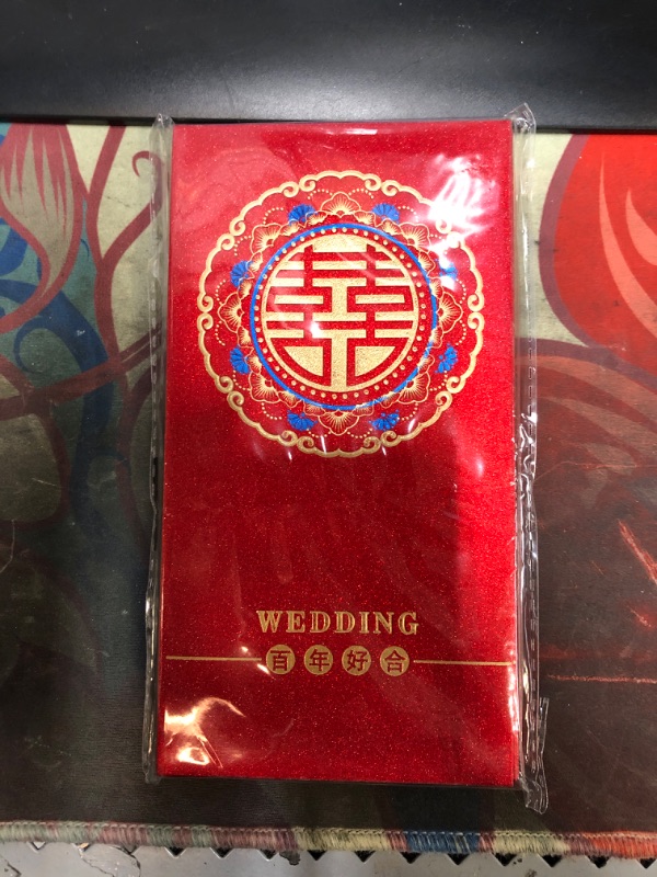 Photo 2 of 10 PCS Chinese Wedding Red Envelopes,17.0 x 8.6 cm/ 6.7 x 3.4 inches Cash Envelopes,Thank You Cards,Lucky Money Gift Envelopes Red Packet for Wedding,Bridal & Baby Shower(Sweet Love)