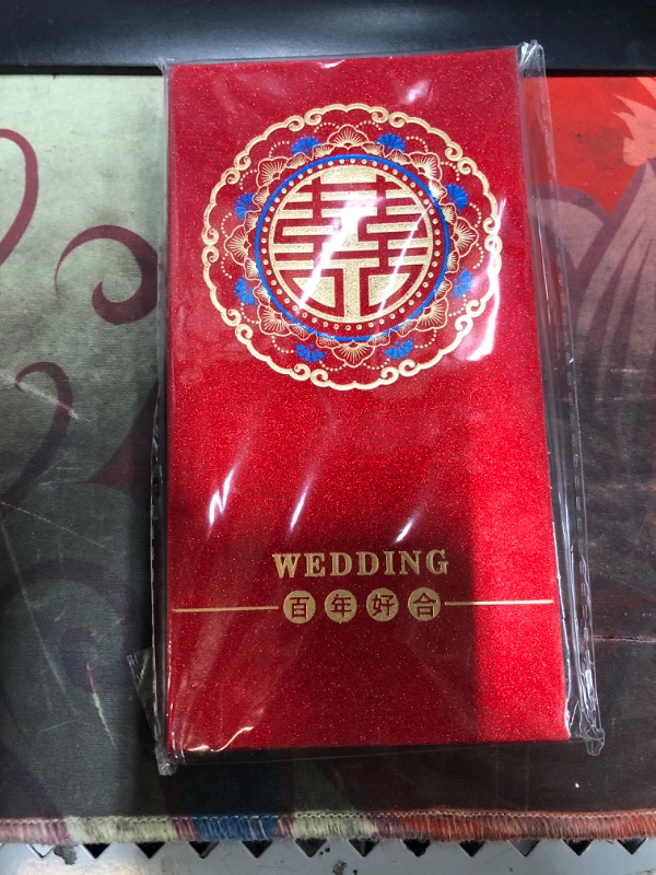 Photo 2 of 10 PCS Chinese Wedding Red Envelopes,17.0 x 8.6 cm/ 6.7 x 3.4 inches Cash Envelopes,Thank You Cards,Lucky Money Gift Envelopes Red Packet for Wedding,Bridal & Baby Shower(Sweet Love)