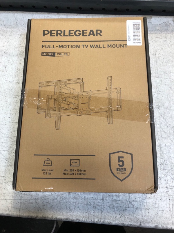 Photo 3 of Perlegear UL Listed Full Motion TV Wall Mount for 42-85 inch TVs up to 132 lbs, TV Mount with Dual Articulating Arms, Tool-Free Tilt, Swivel, Extension, Leveling, Max VESA 600x400mm, 16" Studs, PGLF8
