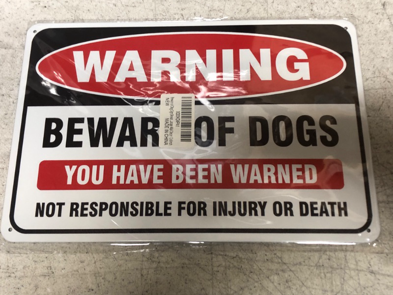 Photo 2 of Beware of Dog Sign,Beware of Dog Signs for Fence,Aluminum Metal Sign,UV Protected,Colourfast,Waterproof,Home Kitchen Farm Garden Garage Wall Decor 12x8inch