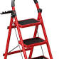 Photo 1 of 3 Step Ladder, Step Ladder 3 Step Folding-3 Step Ladder Folding Step Stool with Anti-Slip Wide Pedal&Convenient Handgrip-600lbs Sturdy Steel Ladder-Reinforcement and Thickening Black Red