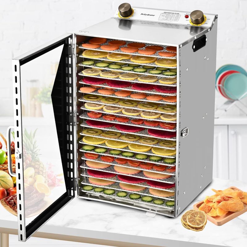 Photo 1 of 18-Trays Food Dehydrator Machine Fruit Drying Machine Food Dryer,3D Circulation Heating,86?-194? Adjustable Temperature 12H Timer for Fruit Jerky Meat Vegetable Pet Treats
