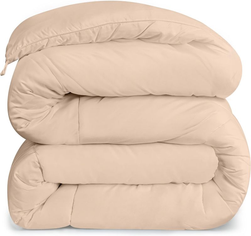 Photo 1 of  Box Stitched (Beige, Queen) comforter