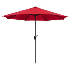 Photo 1 of 11 ft. Market Outdoor Patio Umbrella with Push Button Tilt and Crank in Red
