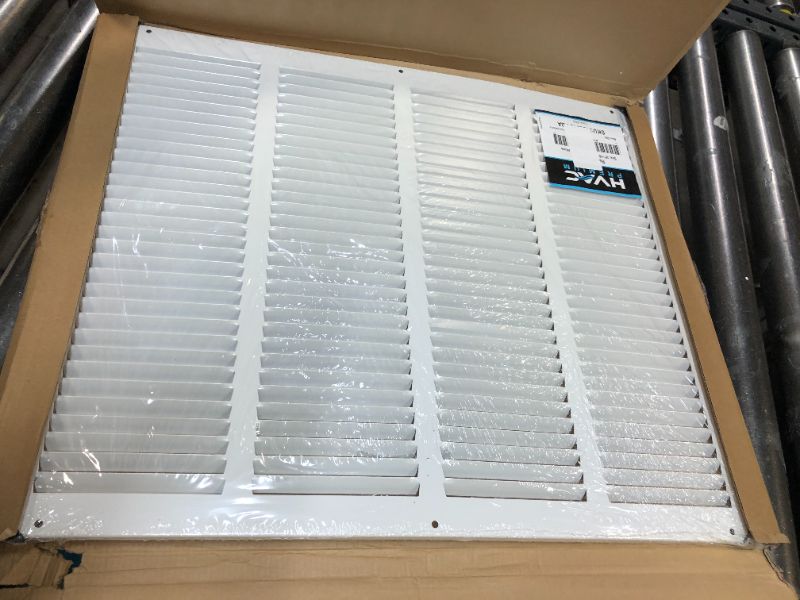 Photo 2 of 24"w X 12"h Steel Return Air Grilles - Sidewall and Ceiling - HVAC Duct Cover - White [Outer Dimensions: 25.75"w X 13.75"h]