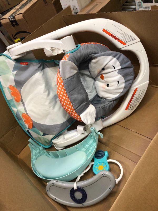 Photo 2 of Fisher-Price Portable Baby Chair Sit-Me-Up Floor Seat With Snack Tray And Removable -Toy Bar, Penguin Island