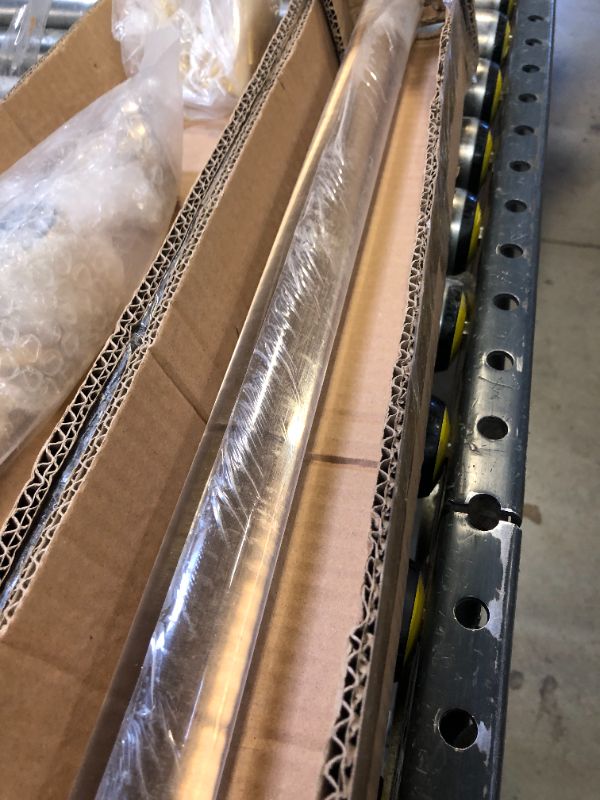 Photo 4 of 4FT acrylic curtain rod set for 48"windows, 1 1/2" diameter clear acrylic curtain rod with ten curtain rings. Two gold yellow wall mounted brackets. Modern & clear look. Gold SS 4FT