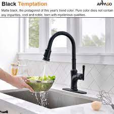 Photo 1 of APPASO 135MB Pull Down Kitchen Faucet Matte Black with Magnetic Docking Sprayer and Soap Dispenser
