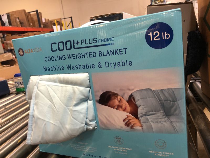 Photo 2 of Altavida 12-Lbs. Cooling Weighted Blanket, Blue, 48x72