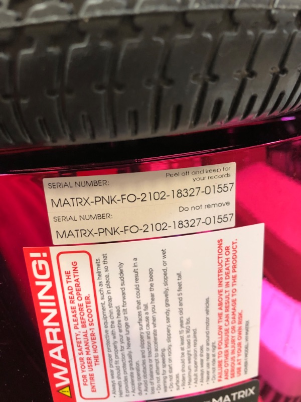 Photo 4 of Hover-1 Matrix UL Certified Electric Hoverboard, Pink, w/ 6.5in Wheels, LED Sensor Lights, LED Wheel Well Lights, Bluetooth SPEAKER; Ideal for Boys
