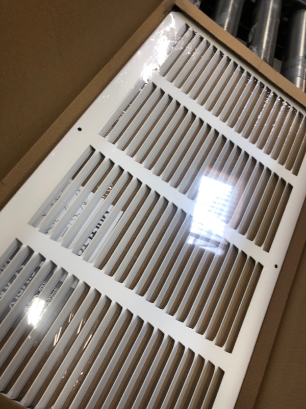 Photo 3 of 20"w X 10"h Steel Return Air Grilles - Sidewall and Ceiling - HVAC Duct Cover - White [Outer Dimensions: 21.75"w X 11.75"h]