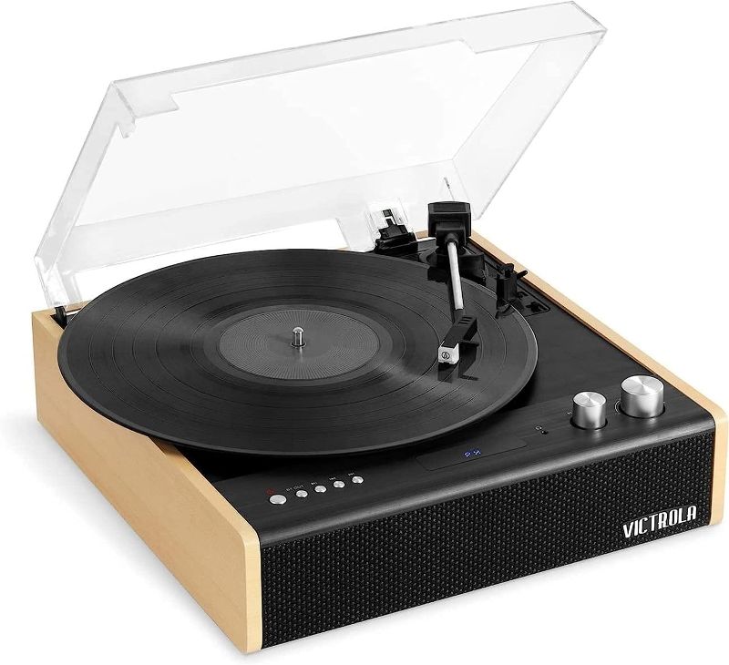 Photo 1 of Victrola Eastwood 3-Speed Bluetooth Turntable with Built-in Speakers and Dust Cover | Upgraded Turntable Audio Sound | Bamboo (VTA-72-BAM)

