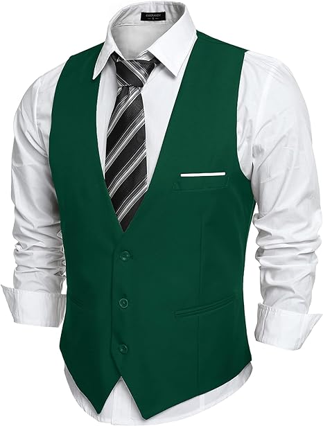 Photo 1 of COOFANDY Men's Casual Business Suit Vest Slim Fit Formal Dress Waistcoat Vest
