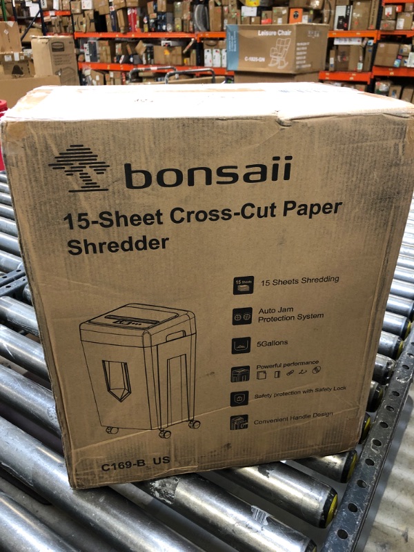 Photo 4 of Bonsaii 15-Sheet Office Paper Shredder, 40 Mins Heavy Duty Shredder for Home Office, Crosscut Shreder with Anti-Jam System & P-4 High Security Supports CD/Credit Cards/Staple,5 Gal Pullout Bin C169-B
