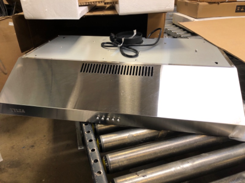 Photo 2 of 29.5 in. 600 CFM Convertible Under Cabinet Range Hood in Stainless Steel with 2 Charcoal Filters and 2 LED Lights
