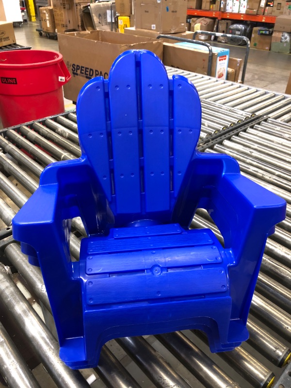 Photo 2 of American Plastic Toys Kids’ Adirondack Chairs (Pack of 4), Blue, Outdoor, Indoor, Beach, Backyard, Lawn, Stackable, Lightweight, Portable, Wide Armrests, Comfortable Lounge Chairs for Children Blue (4pk) *** ONLY THREE CHAIRS INCLUDED ***