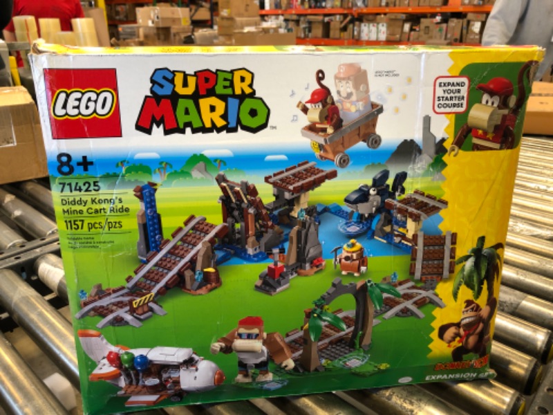 Photo 2 of LEGO Super Mario Diddy Kong's Mine Cart Ride Expansion Set 71425, Collectible Building Toy with Brick Built Funky Kong Figure, Super Mario Gift Set for Kids Ages 8-10 to Combine with a Starter Course
