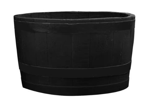 Photo 1 of 24 in. Dia x 14 in. H Black Plastic Half Barrel
