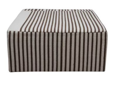 Photo 1 of 36 in. Striped Cream and Brown Square Wood and Wool Coffee Table with Ottoman
