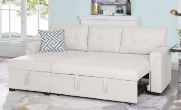 Photo 1 of 78 in. Square Arm 2-Piece Velvet L-Shaped Sectional Sofa in Cream with Chaise PARTIAL SET
