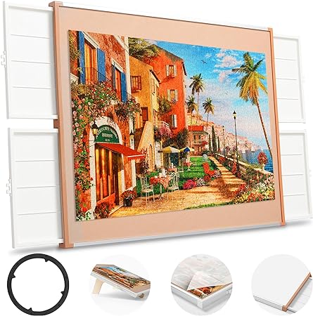 Photo 1 of 1500 Pieces Jigsaw Puzzle Board with Drawers and Cover, 26"×35" Portable Puzzle Board for Adults, Bamboo Jigsaw Puzzle Storage Tray, Jigsaw Puzzle Accessories Gift