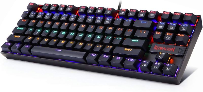 Photo 1 of Redragon K552 Mechanical Gaming Keyboard 87 Key Rainbow LED Backlit Wired with Anti-Dust Proof Switches for Windows PC (Black Keyboard, Red Switches)
