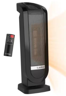 Photo 1 of 1500W 22 in. Black Electric Tower Oscillating Ceramic Space Heater with Digital Display, Timer and Remote Control
