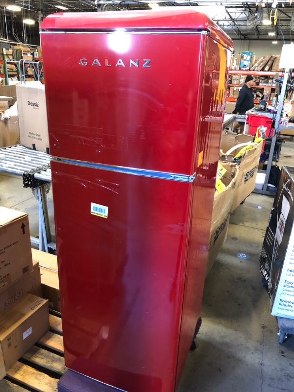 Photo 2 of 12.0 cu. ft. Top Freezer Retro Refrigerator with Dual Door True Freezer, Frost Free in Red
