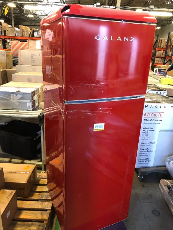 Photo 3 of 12.0 cu. ft. Top Freezer Retro Refrigerator with Dual Door True Freezer, Frost Free in Red
