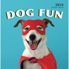 Photo 1 of Dog Fun 2024 Hangable Wall Calendar Monthly - 12" x 24" Open - Cute Costume Dressed Up Playing Puppies Photo Gift - Sturdy Thick Puppy Dogs Photography - Gifting Idea for Secret Santa, Teacher, Adults, Friends, Kids & Coworkers - Large Full Page 16 Months