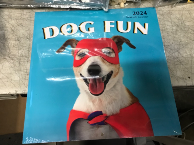 Photo 2 of Dog Fun 2024 Hangable Wall Calendar Monthly - 12" x 24" Open - Cute Costume Dressed Up Playing Puppies Photo Gift - Sturdy Thick Puppy Dogs Photography - Gifting Idea for Secret Santa, Teacher, Adults, Friends, Kids & Coworkers - Large Full Page 16 Months