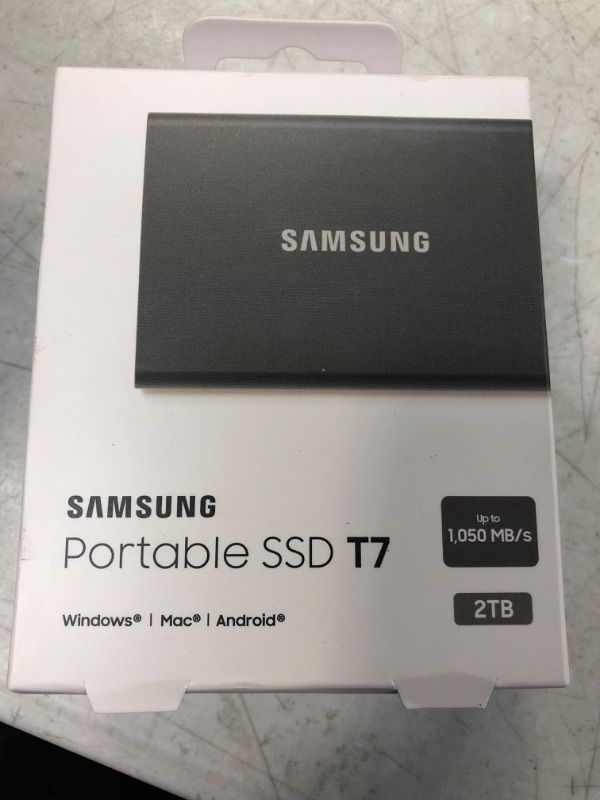 Photo 3 of SAMSUNG T7 2TB, Portable SSD, up to 1050MB/s, USB 3.2 Gen2, Gaming, Students, & Professionals, External Solid State Drive (MU-PC2T0T/AM), Gray Titan Gray 2 TB