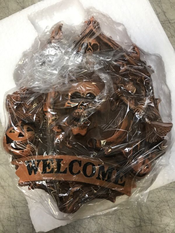 Photo 2 of Resin 3D Welcome Door Sign, Front Door Decor, made with durable resin material. Ideal for front door, bedroom, trees, or porch props. Perfect for holiday parties, house, bar, restaurant, and club. Brown