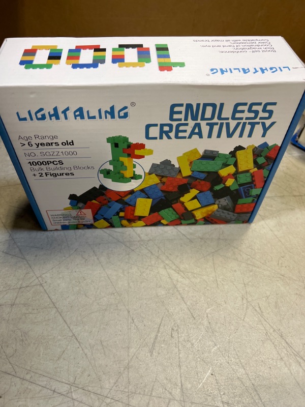 Photo 2 of Building Bricks Compatible with Lego - 1000 Pieces Bulk Building Blocks in Random Color - Mixed Shape - Includes 2 Figures