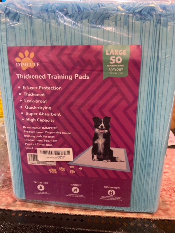 Photo 2 of IMMCUTE Extra Large Dog Pee Pads 28"x30"-50 Count | X-Large Puppy Pee Training Pads Super Absorbent & Leak-Proof | Disposable Pet Piddle and Potty Pads for Puppies | Dogs | Doggie