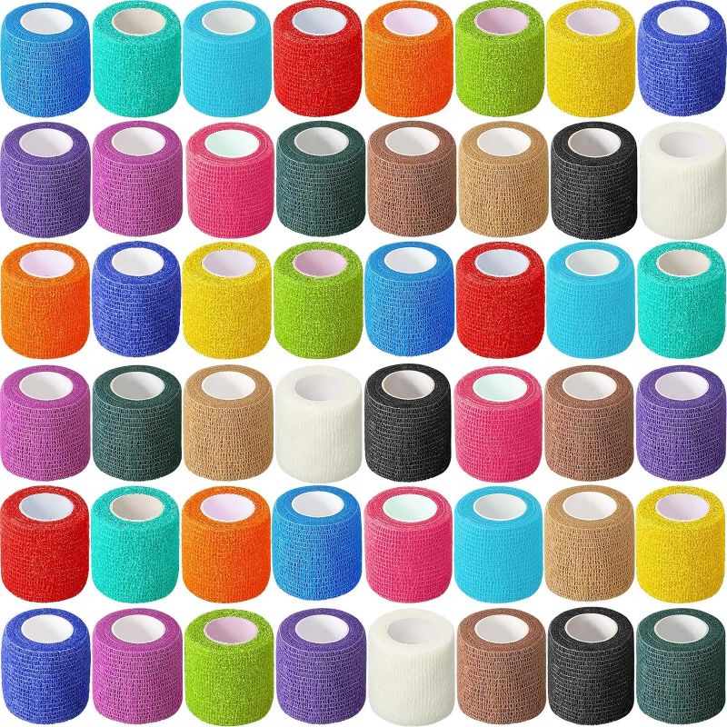 Photo 1 of 48 Pack Self Adhesive Wrap Bandages Bulk, 2 Inch x 5 Yard Breathable Athletic Tape Self Adherent Cohesive Bandage Tape for Sports, Injuries, Treatment, First Aid Tape Vet Wrap for Pets (Multicolored)
