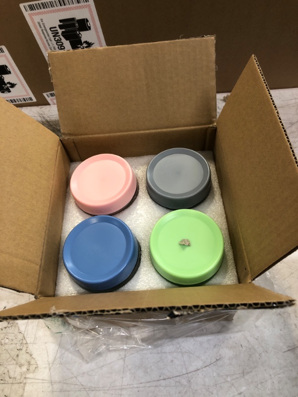 Photo 2 of 4 Pack Mason Jars 16 oz with Lids, Glass Jar with Screw Lid and Mesurement Marks, Glass Jars with Airtight Lids for Overnight Oats, Pickles, Salad, Spice, Candy, Jam, Seasoning, Meal Prep Containers Blue, Gray, Light Green, Pink?16 oz?