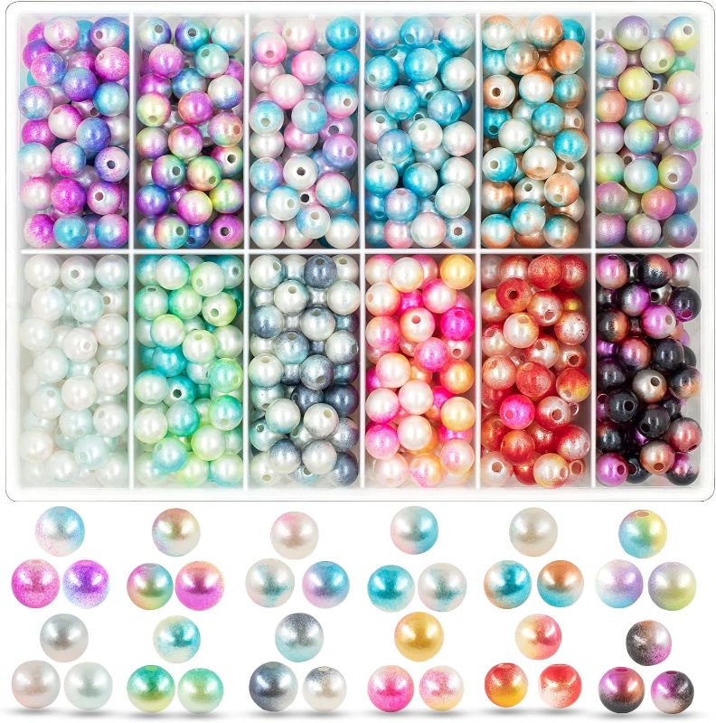 Photo 1 of 720 Pieces of Pearl Beads for Crafts, 8MM Round Pearls Beads with Holes for Jewelry Making Handcrafted Loose Spacer Beads for DIY Crafts Jewelry Making Necklaces Bracelets (Gradient)
