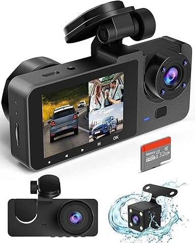 Photo 1 of 3 CHANNELS 4K DASH CAM Dash Camera for Cars | 4K Full UHD Car Camera Front Rear | with Free 32GB SD Card | Built-in Super Night Vision | 2.0'' IPS Screen | 170°Wide Angle | WDR | 24H Parking Mode | Loop Recording