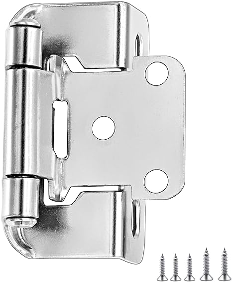 Photo 1 of 40 Pack 20 Pairs Brushed Nickel Partial Wrap Around Cabinet Hinges - 1/2 inch Overlay Self Closing Kitchen Cabinet Hinges for Face Frame Cabinet Door, Silver Face Mount Cupboard