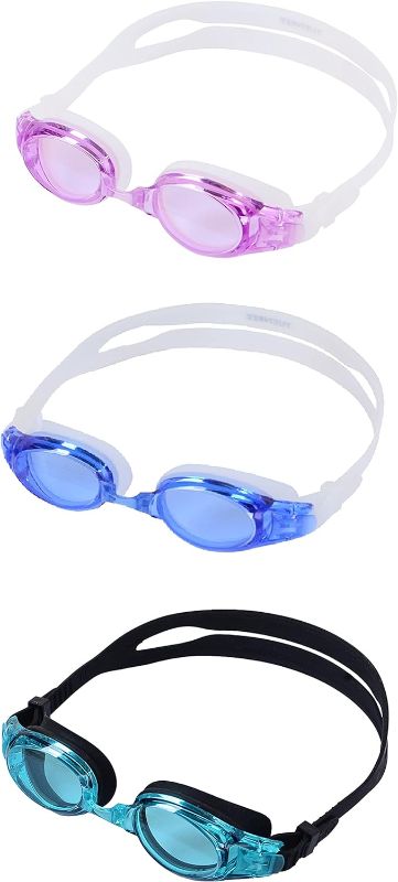 Photo 1 of YUENREE Unisex-Adult Swim Goggles - 3 Pack Swimming Goggles for Adults Men Women Youth Teens Boys Girls Ages 6+ with 3 Cases