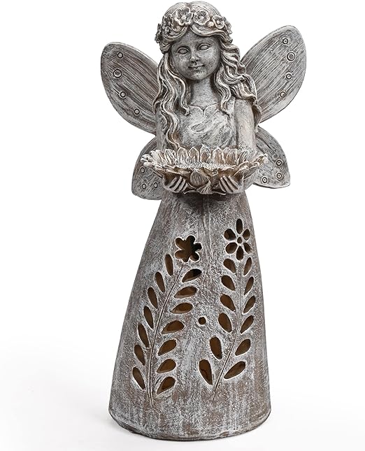 Photo 1 of YEWLLEW Angel Garden Figurine Decor,Outdoor Patio Garden Sculptures & Statues, Solar Yard Decorations Lawn Ornaments Figurines for Outside