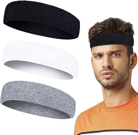 Photo 1 of Mens Sports Headbands,Sports Sweatband Moisture Wicking Athletic Hairbands Non-Slip Sports Headband for Men and Women,Suitable for Running,Cycling,Basketball,Yoga,Gym,Workouts