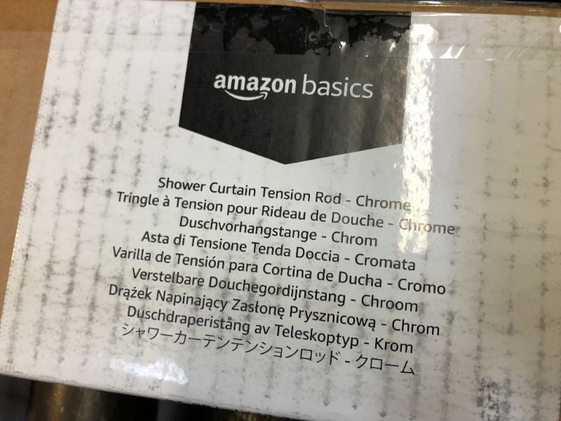 Photo 3 of Amazon Basics Tension Curtain Rod, Adjustable 54-90" Width - Chrome, Classic Finial Chrome 54-90" Indoor