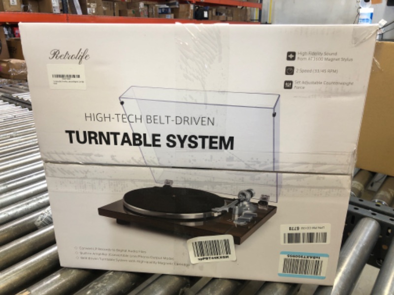 Photo 3 of Turntables Belt-Drive Record Player with Wireless Output Connectivity, Vinyl Player Support 33&45 RPM Speed Phono Line Output USB Digital to PC Recording with Advanced Magnetic Cartridge&Counterweight Bark Brown