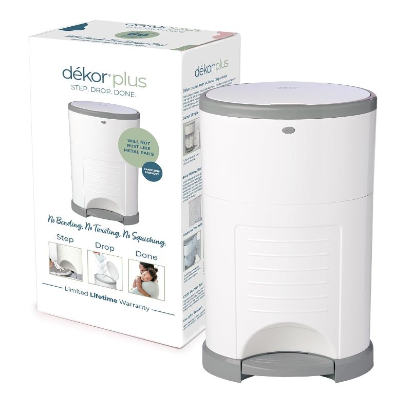 Photo 1 of Diaper Dekor Plus Hands-Free Diaper Pail | White | Easiest to Use | Just Step–Drop–Done | Doesn’t Absorb Odors | 20 Second Bag Change | Most Economical Refill System | Great for Cloth Diapers
